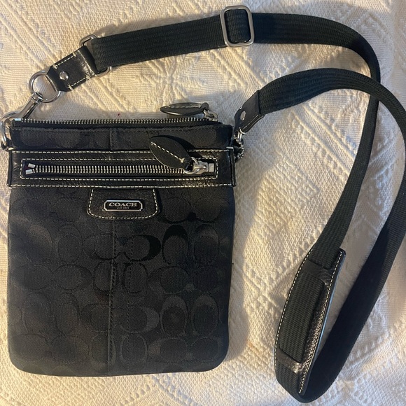 Coach Handbags - Coach Black Signature Messenger Bag